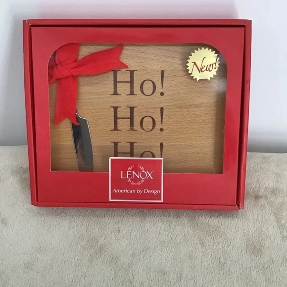 Lenox Holiday Ho! Ho! Ho! Wood Hors D’ Oeuvres Board W/Knife New In Box - Picture 1 of 4